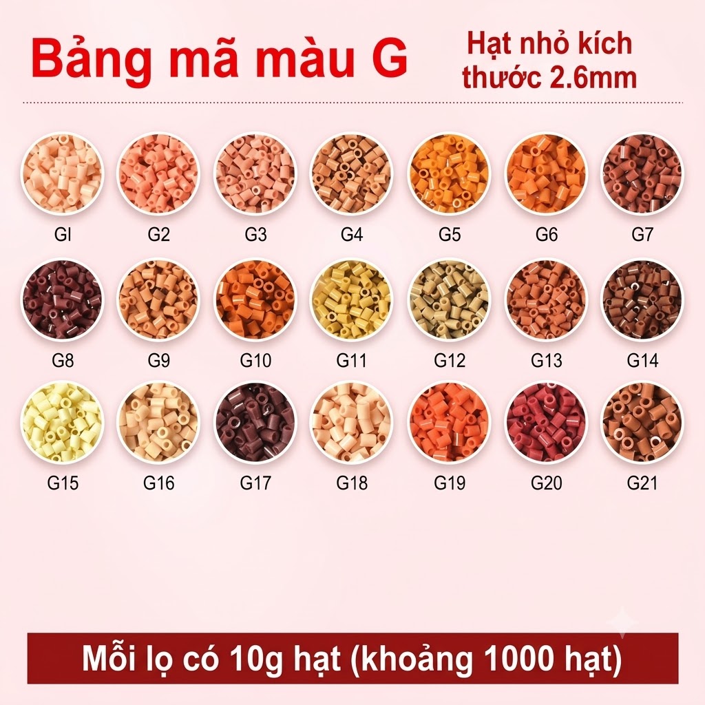 【Hạt nhựa ủi lọ refill mã G】- MR.BEADS hạt nhựa ủi lọ bổ sung loại 2.6mm - hạt bổ sung Mã G - G1-G21